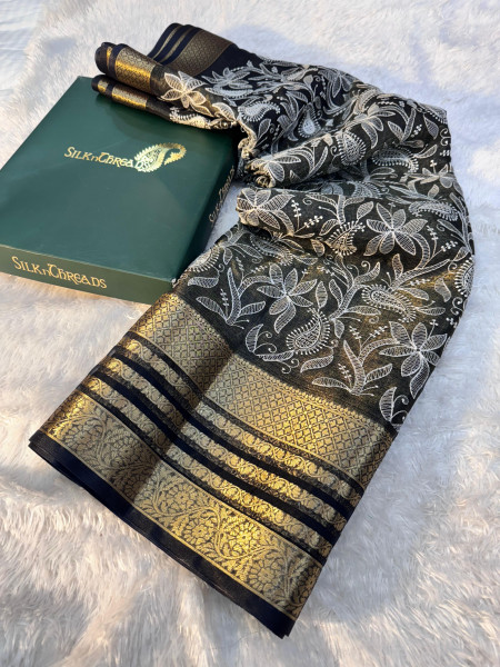 Organza Shimmer Chikankari Embroidery Saree