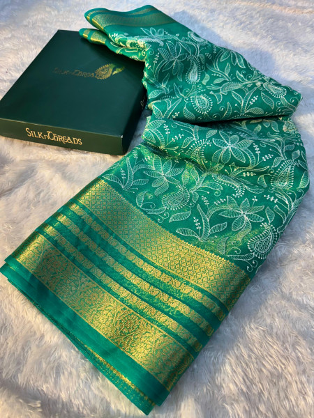 Organza Shimmer Chikankari Embroidery Saree
