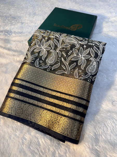 Organza Shimmer Chikankari Embroidery Saree