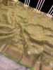 Banarasi Tissue Silk Zari Embroidery Work Saree With Hand Crush