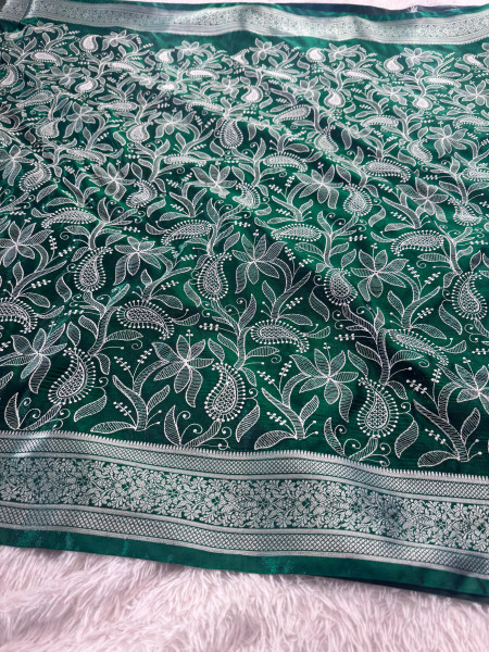 Banarasi Satin Silk Chikankari Embroidery Saree