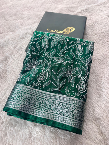 Banarasi Satin Silk Chikankari Embroidery Saree