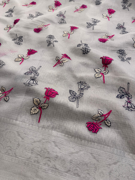 Tissue Silk Saree with Resham Embroidery Work