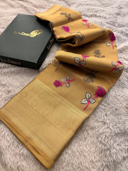 Tissue Silk Saree Embroidery Work Blouse