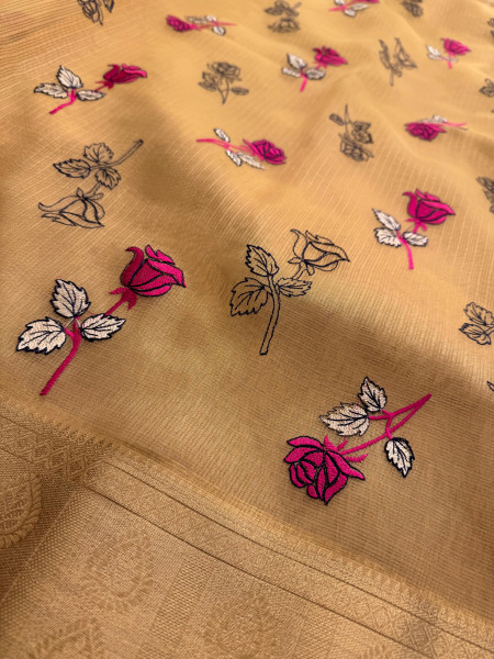 Tissue Silk Saree Embroidery Work Blouse