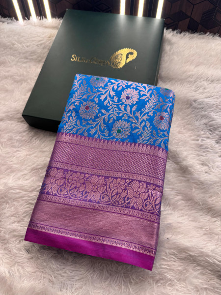 Banarasi Silk Zari Jaal Meenakari Weaving Saree