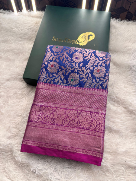 Banarasi Silk Zari Jaal Meenakari Weaving Saree