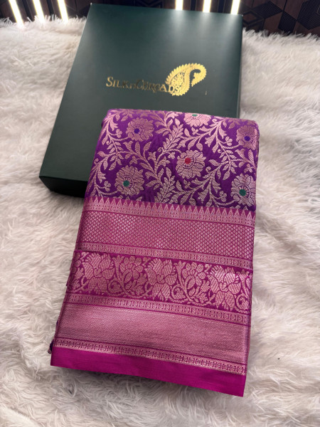 Banarasi Silk Zari Jaal Meenakari Weaving Saree