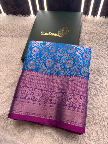 Banarasi Silk Zari Jaal Meenakari Weaving Saree