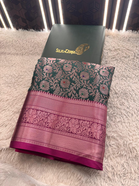 Banarasi Silk Zari Jaal Meenakari Weaving Saree