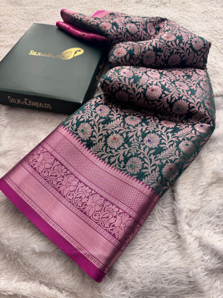 Banarasi Silk Zari Jaal Meenakari Weaving Saree