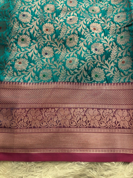 Banarasi Silk Zari Jaal Meenakari Weaving Saree