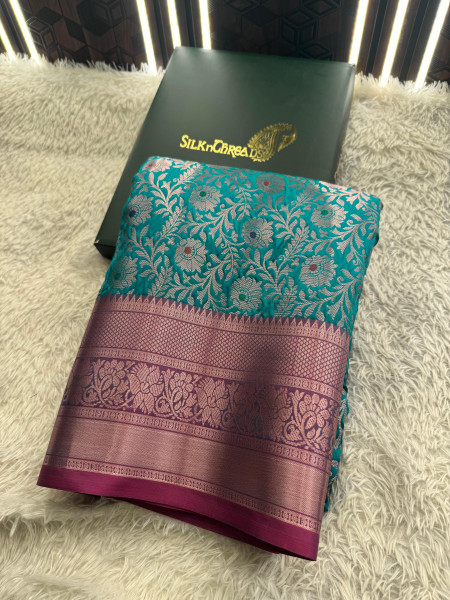 Banarasi Silk Zari Jaal Meenakari Weaving Saree
