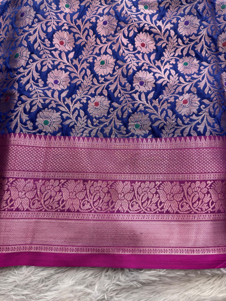 Banarasi Silk Zari Jaal Meenakari Weaving Saree