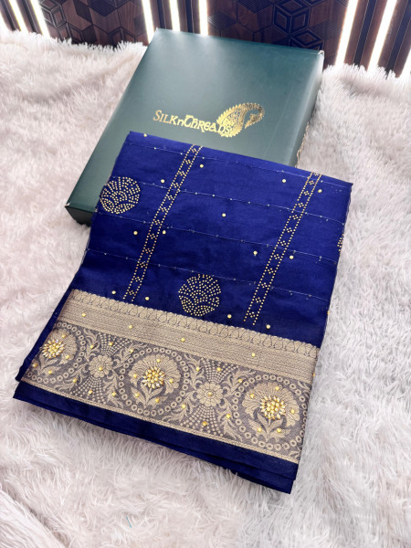 Organza Silk Swarovski Crystal Work Saree With Allover Sequence