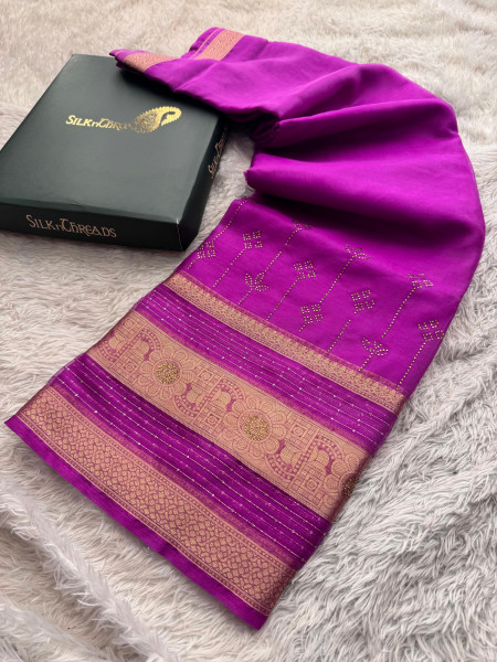 Organza Silk Swarovski Crystal Work Saree With Allover Sequence
