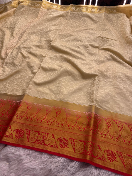 Banarasi Soft Silk Ethnic Motifs Weaving Design with Zari Border