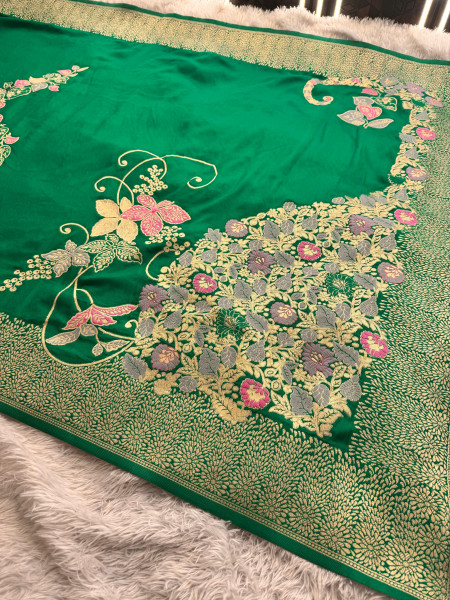 Pure Russian Viscose Silk Designer Meena Work Saree