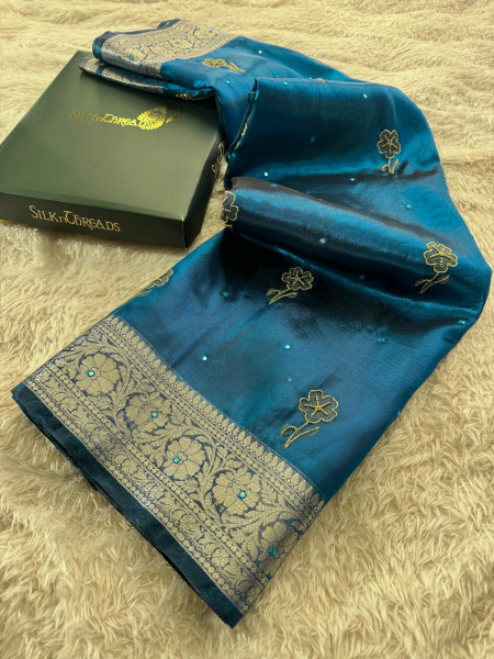 Never Seen Before Tissue Zardozi Handwork Saree