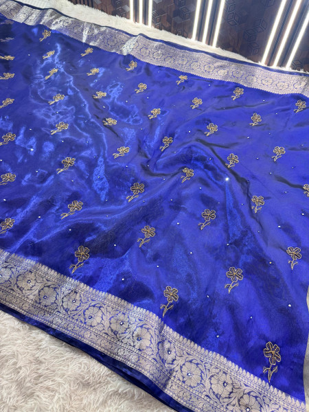 Never Seen Before Tissue Zardozi Handwork Saree