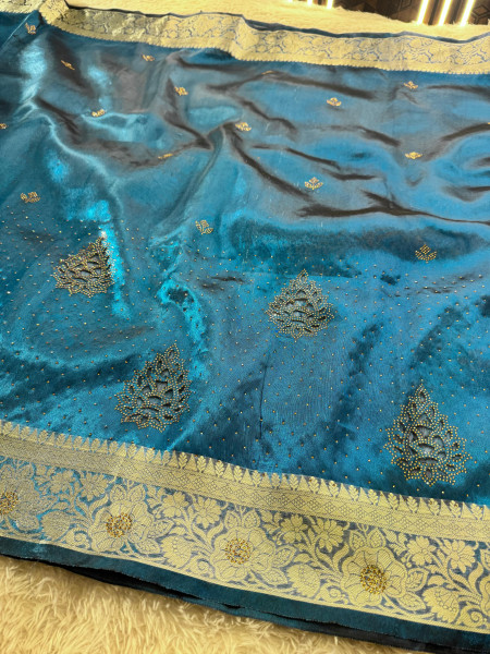 Never Seen Before Tissue Swarovski Crystal Work Saree