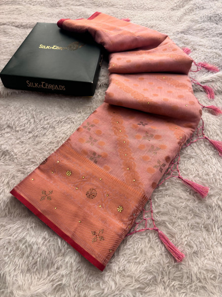 Banarasi Silk Swarovski Crystal Work Saree With Richpallu