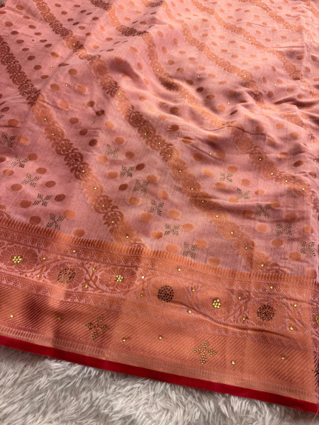 Banarasi Silk Swarovski Crystal Work Saree With Richpallu