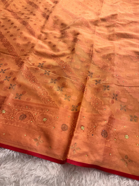 Banarasi Silk Swarovski Crystal Work Saree With Richpallu