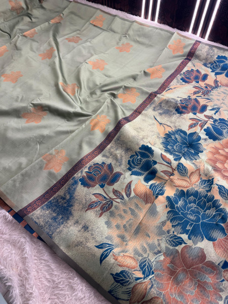 Banarasi Soft Silk Copper Zari Ethnic Motif Saree