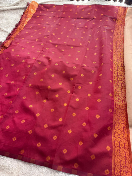 Banarasi Soft Silk Copper Zari Ethnic Motif Saree