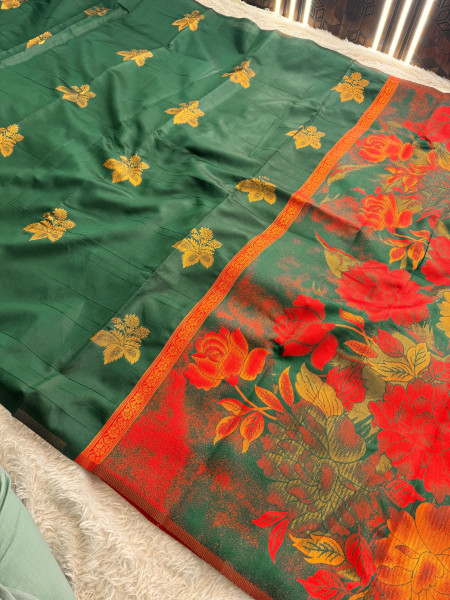 Banarasi Soft Silk Copper Zari Ethnic Motif Saree