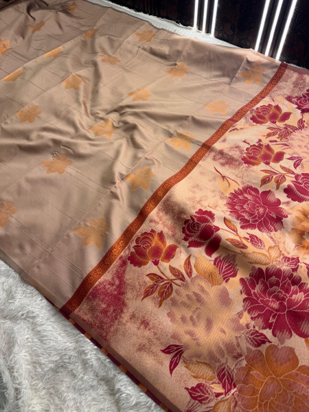 Banarasi Soft Silk Copper Zari Ethnic Motif Saree