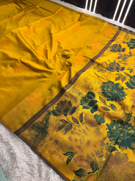 Banarasi Soft Silk Copper Zari Ethnic Motif Saree
