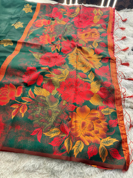 Banarasi Soft Silk Copper Zari Ethnic Motif Saree