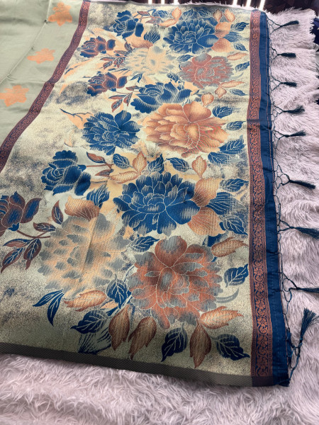 Banarasi Soft Silk Copper Zari Ethnic Motif Saree