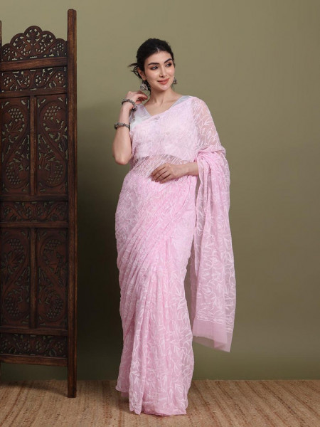 Never Seen Before Chiffon Chikankari Saree