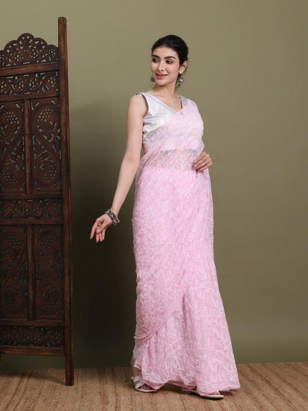 Never Seen Before Chiffon Chikankari Saree