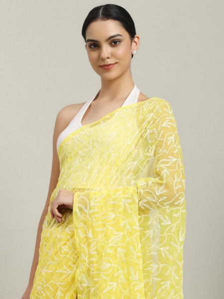 Never Seen Before Chiffon Chikankari Saree