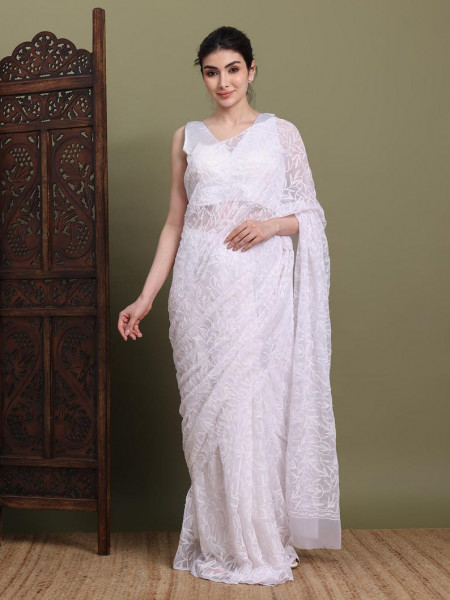 Never Seen Before Chiffon Chikankari Saree