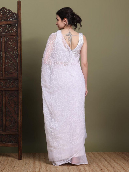 Never Seen Before Chiffon Chikankari Saree