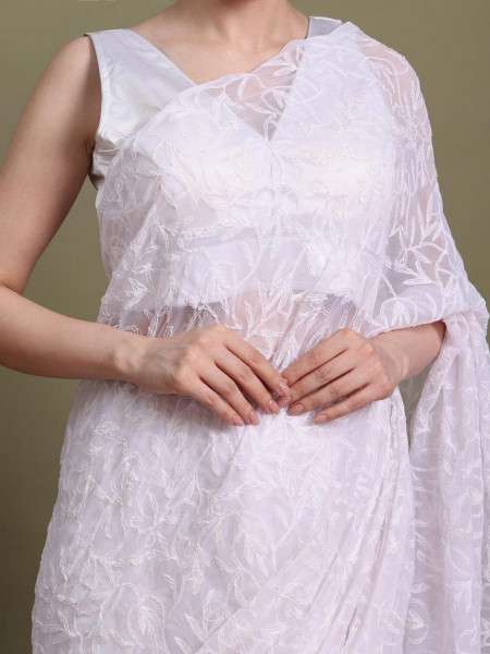 Never Seen Before Chiffon Chikankari Saree