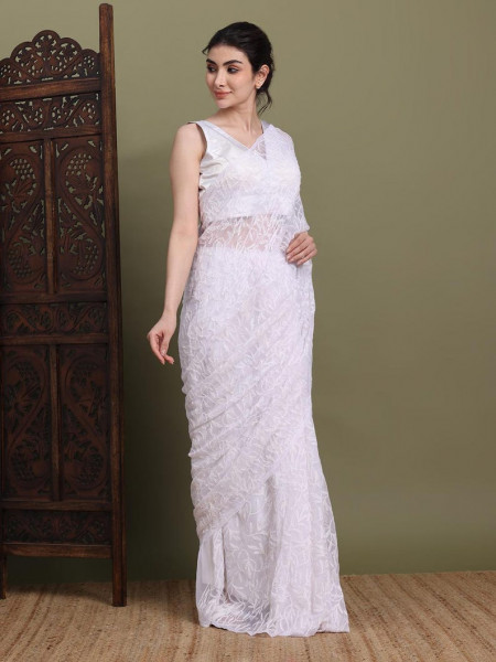 Never Seen Before Chiffon Chikankari Saree