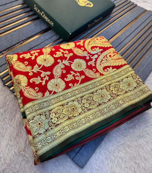 Banarasi Satin Silk Stone Work Saree With Heavy Zari Richpallu