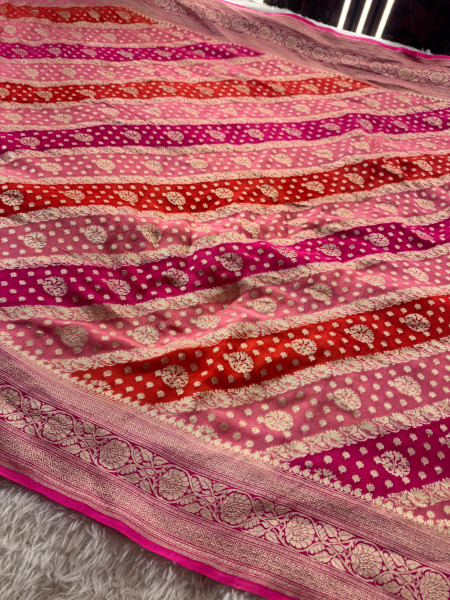 Pure Khaddi Georgette Banarasi Silk Saree with Hand Brush Paint