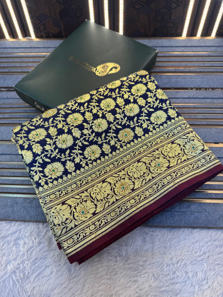 Banarasi Satin Silk Stone Work Saree With Heavy Zari Richpallu
