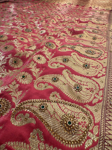 Banarasi Satin Silk Stone Work Saree With Heavy Zari Richpallu