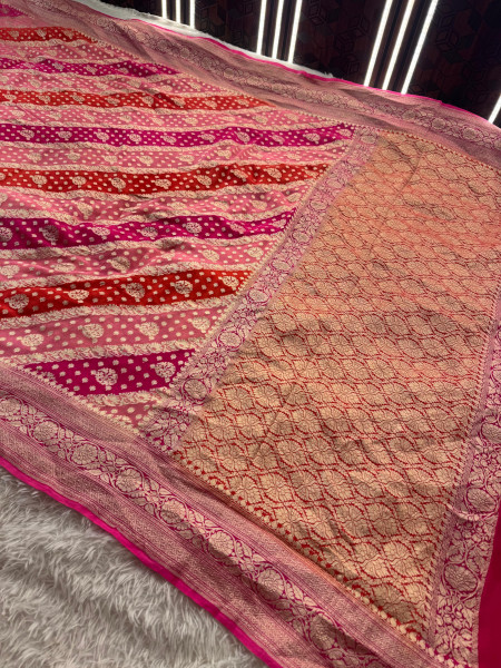 Pure Khaddi Georgette Banarasi Silk Saree with Hand Brush Paint