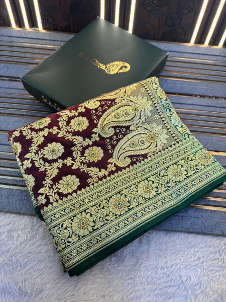 Banarasi Satin Silk Stone Work Saree With Heavy Zari Richpallu