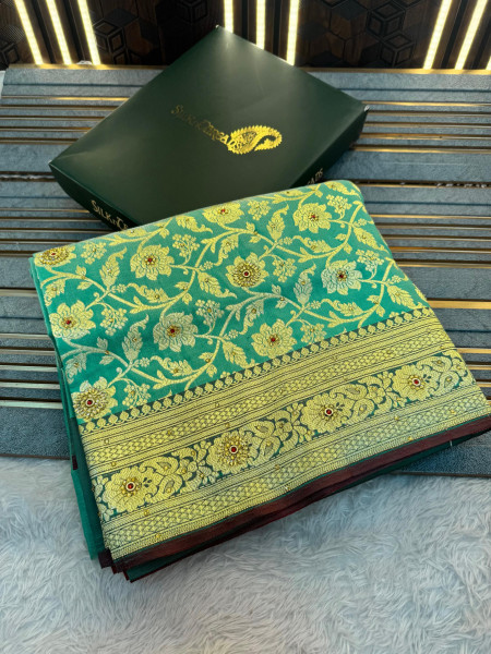 Banarasi Satin Silk Stone Work Saree With Heavy Zari Richpallu