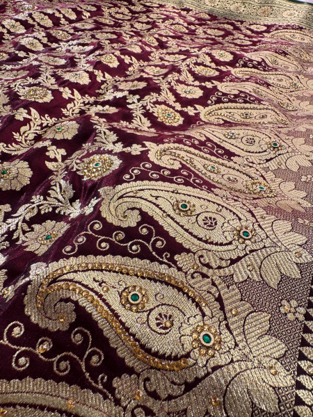 Banarasi Satin Silk Stone Work Saree With Heavy Zari Richpallu